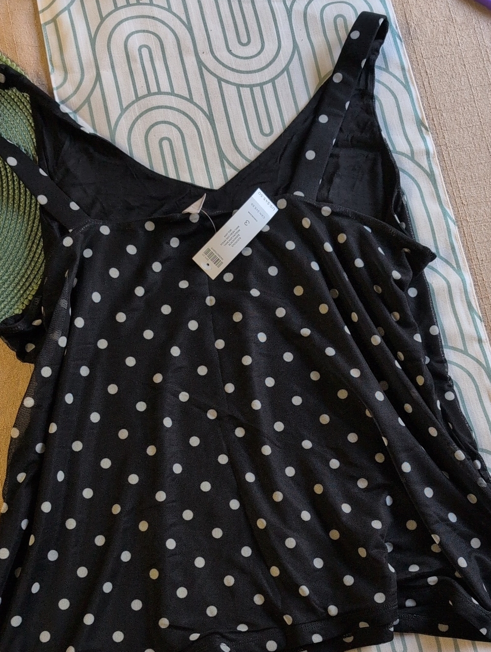 #36-Chico's Black and White Polka Dot Camisole